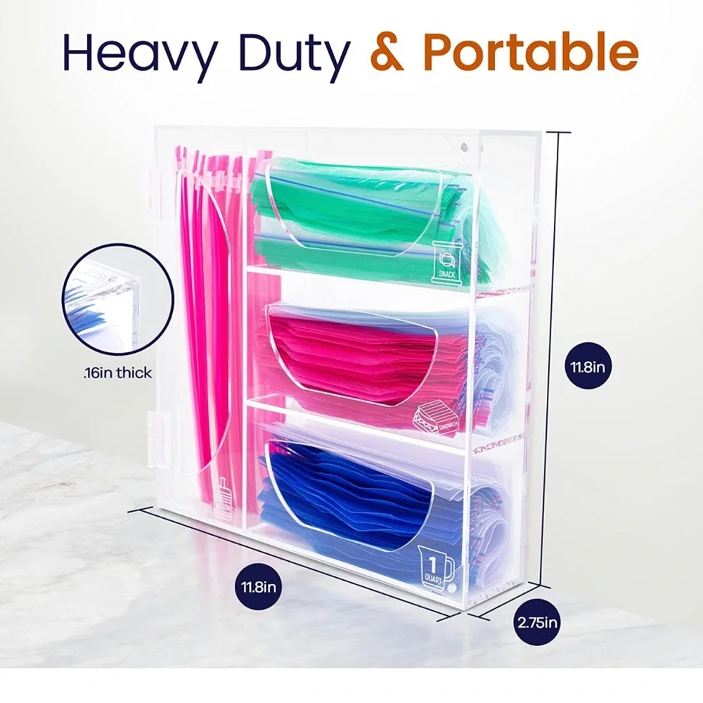 Clear Ziplock Bag Organizer, mountable plastic bag organizer, - Picture 3 of 6